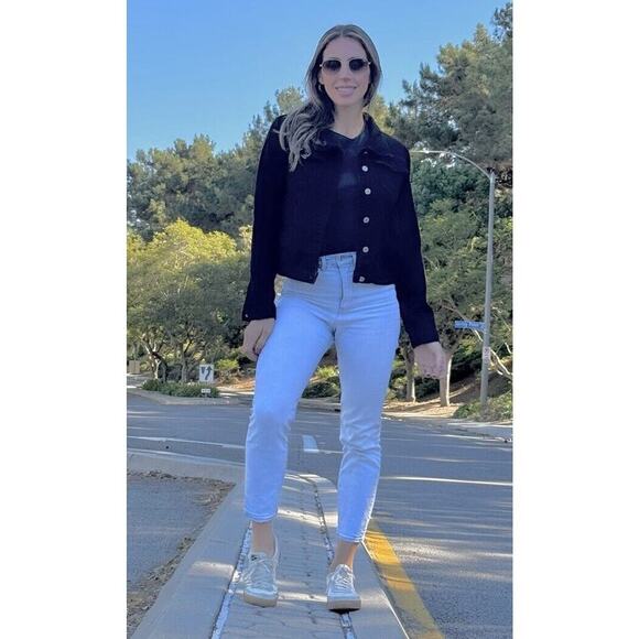 KID CUDI Upcycled Retro Vintage Hip Hop Rap Patched Black Denim Jacket Size M - Picture 3 of 13